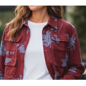 Rochas Designer 100% Silk Blouse Button Front Floral Long Sleeve Top light Italy